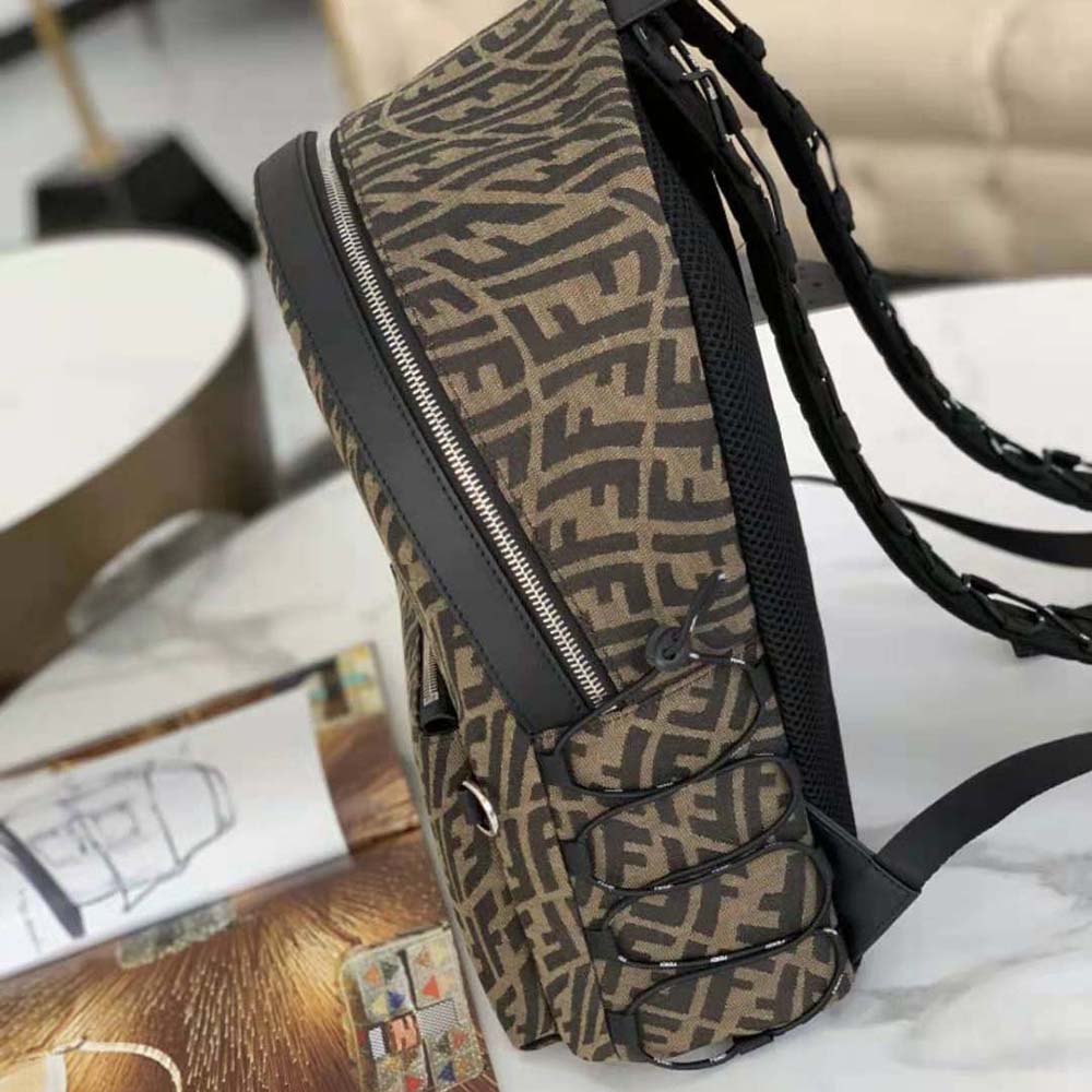 BALO FENDI Backpack in Brown FF Vertigo Fabric