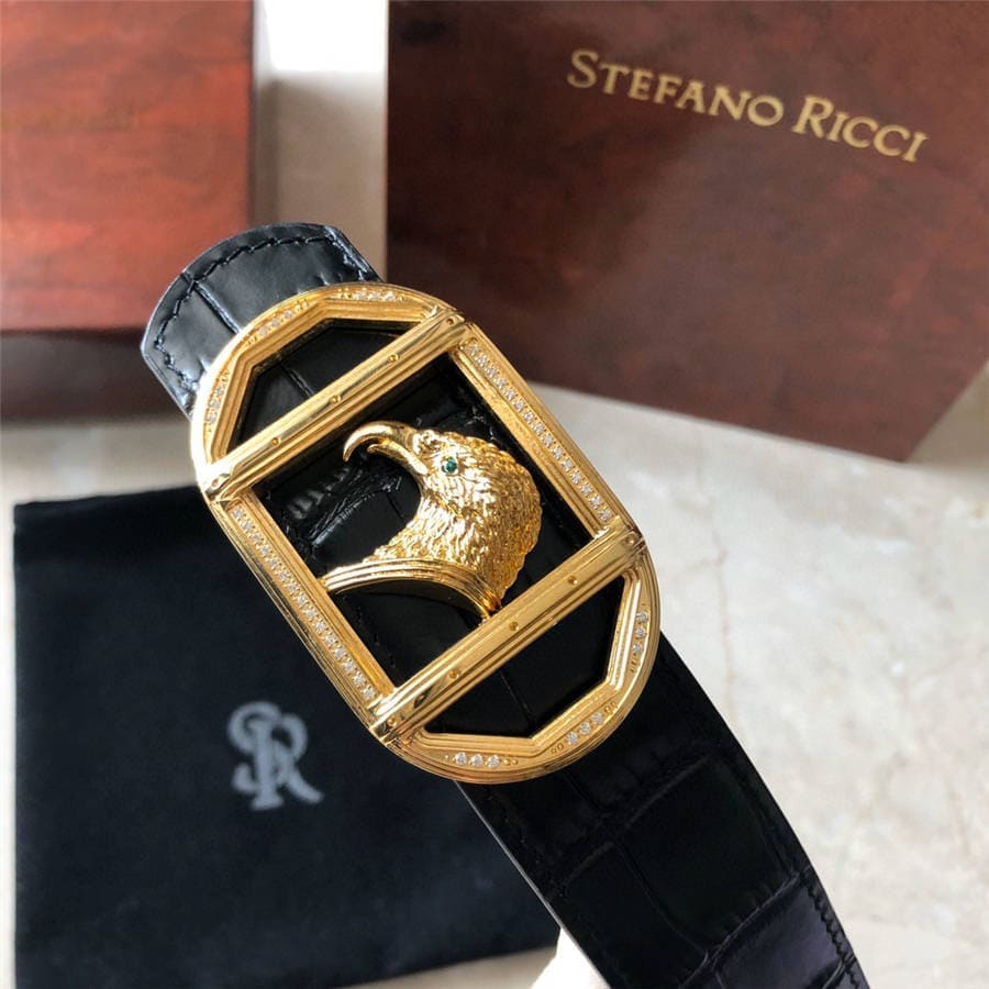 DÂY LƯNG STEFANO RICCI CROCODILE LEATHER DA CÁ SẤU Belt Khóa vàng