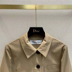ÁO Dior Women Caro Jacket with Christian Dior Signature Beige Technical Cotton Gabardine