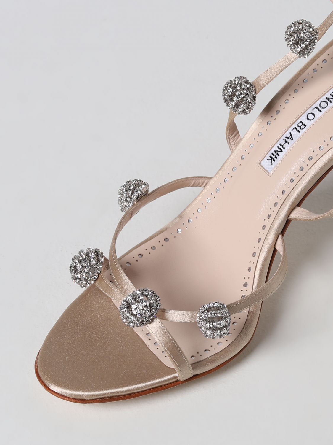 GIÀY MANOLO BLAHNIK Metallic satin heeled sandals