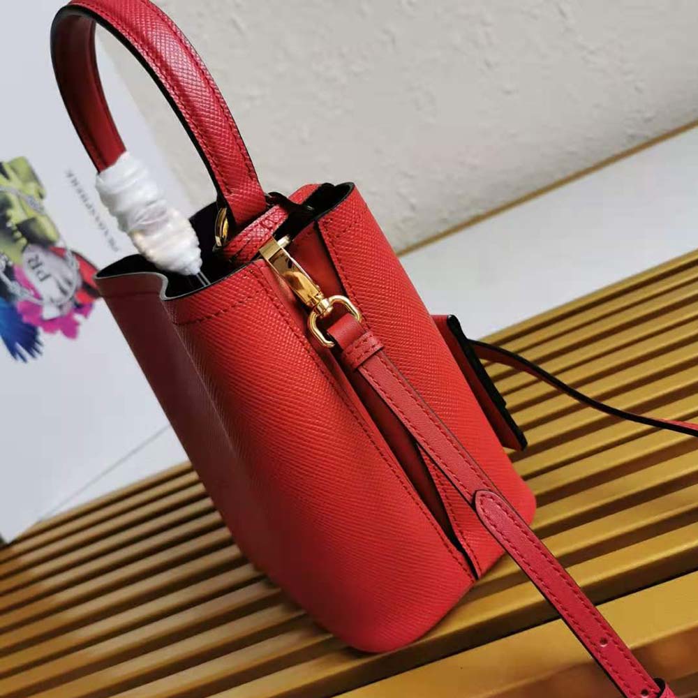 TÚI Prada Saffiano Leather Prada Panier Bag-Red