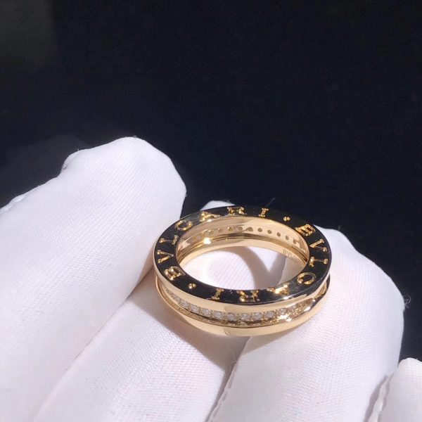 Nhẫn BVLGARI B.Zero1 Pave Diamond Rose Gold vàng hồng 18K