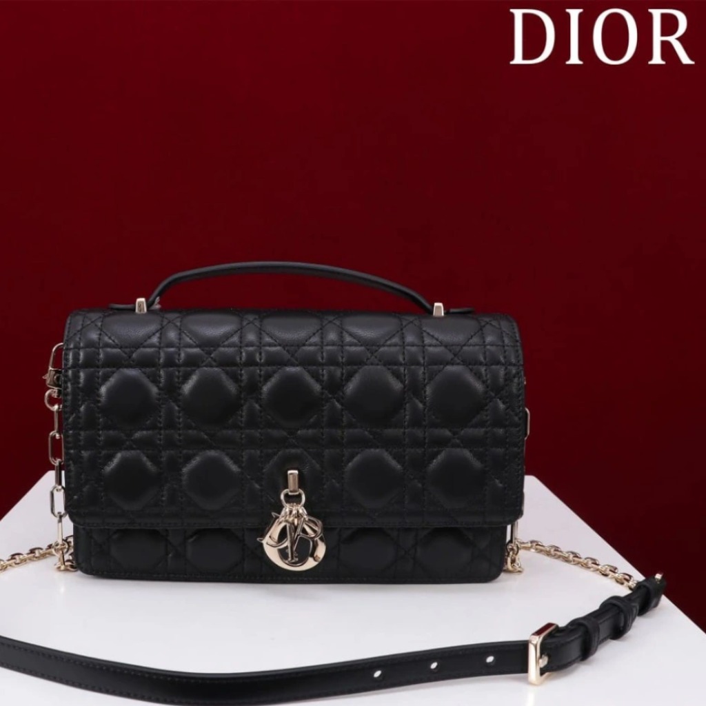 TÚI CHRISTIAN DIOR Mini Miss Dior Bag Black Cannage Lambskin