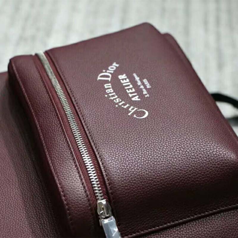 BALO Dior Rider Rucksack in Burgundy Grained Calfskin-Maroon