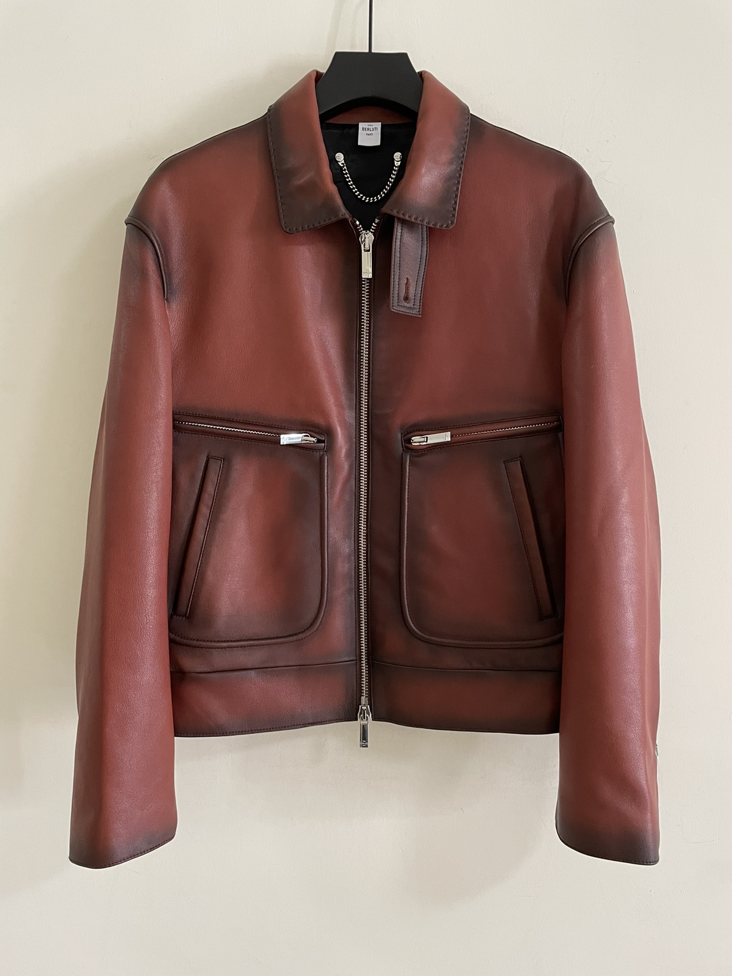 ÁO BERLUTI LEATHER JACKET COGNAC