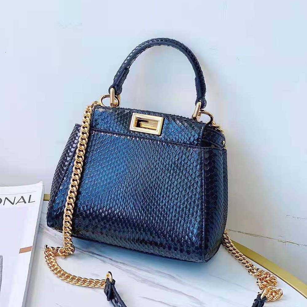 TÚI Fendi Women Peekaboo Iconic Mini Black Python Bag