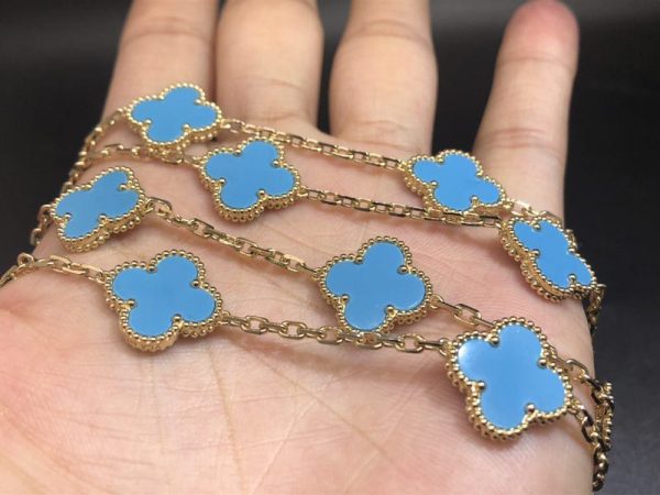 Vòng cổ Van Cleef & Arpels Alhambra Turquoise 20 Motif vàng hồng 18K
