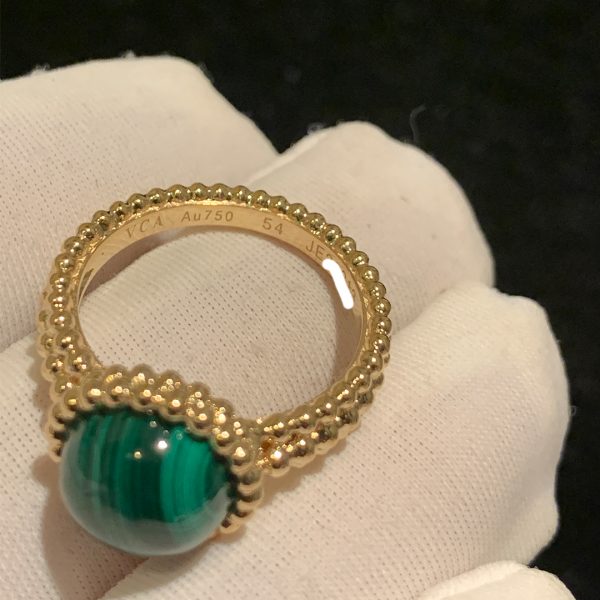 Nhẫn Van Cleef & Arpels Perlee Couleurs Malachite vàng hồng 18K