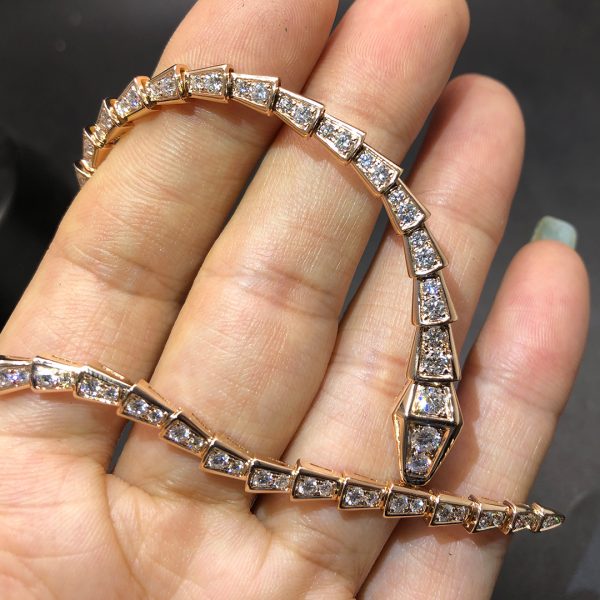Vòng cổ BVLGARI Serpenti Viper Pavé Diamonds kim cương vàng hồng 18K