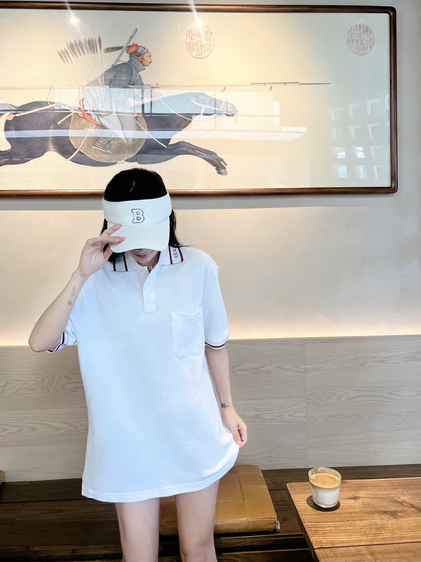 ÁO GUCCI LOGO COLLAR POLO SHIRT WHITE
