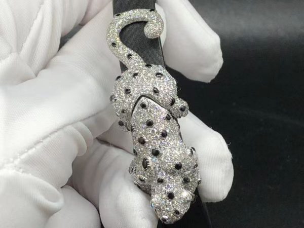 Vòng tay Cartier Toile de Moire Panthere De Cartier vàng trắng 18K