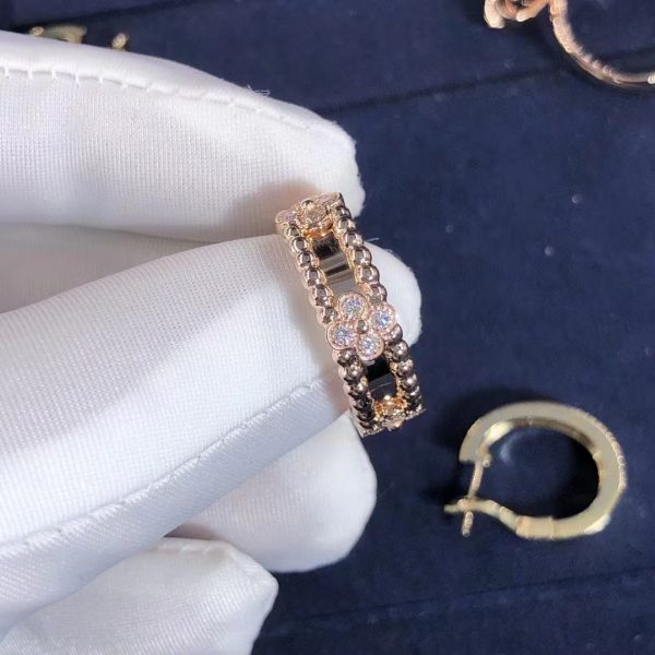 Nhẫn Van Cleef & Arpels Perlée Sweet Clovers kim cương vàng hồng 18K