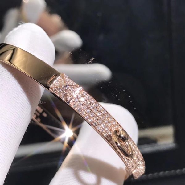 Vòng tay Hermes Collier de Chien diamond vàng hồng 18K