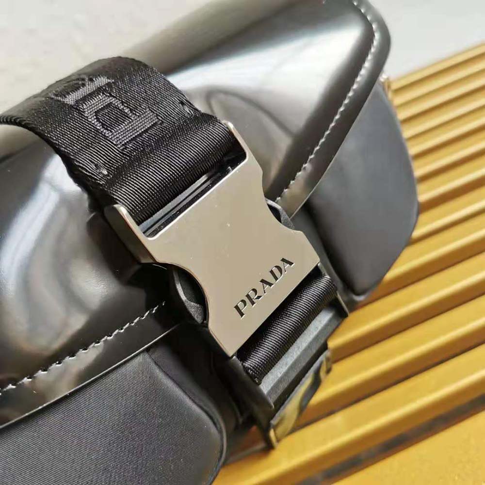 TÚI Prada Women Pocket Nylon and Brushed Leather Bag-Black