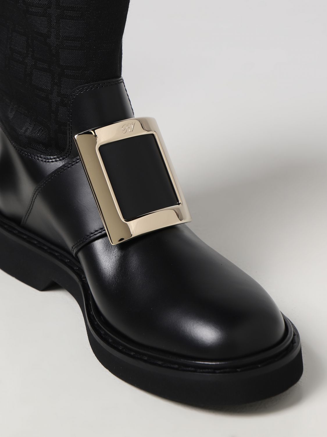 GIÀY ROGER VIVIER Black flat ankle boots shoes