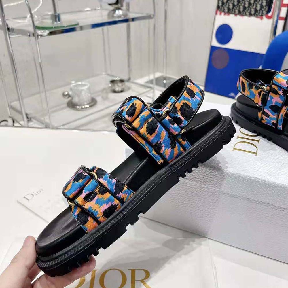 DÉP SANDAL DIOR Dioract Sandal Blue Multicolor Mizza Printed Silk