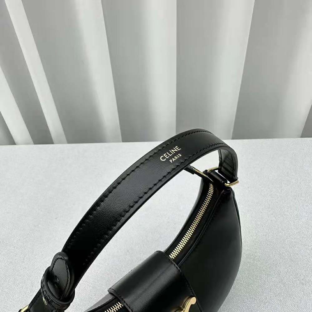 TÚI Celine Women Ava Triomphe Soft Bag in Smooth Calfskin-Black