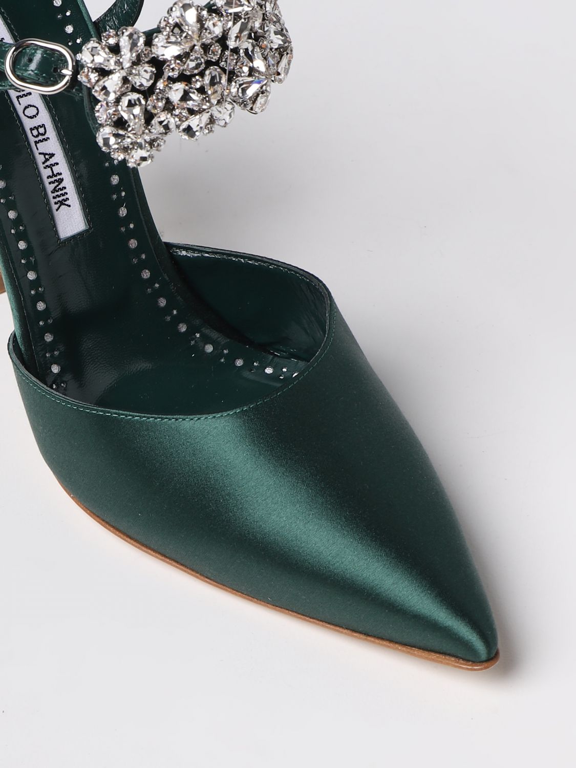GIÀY MANOLO BLAHNIK Emerald satin high heel shoes