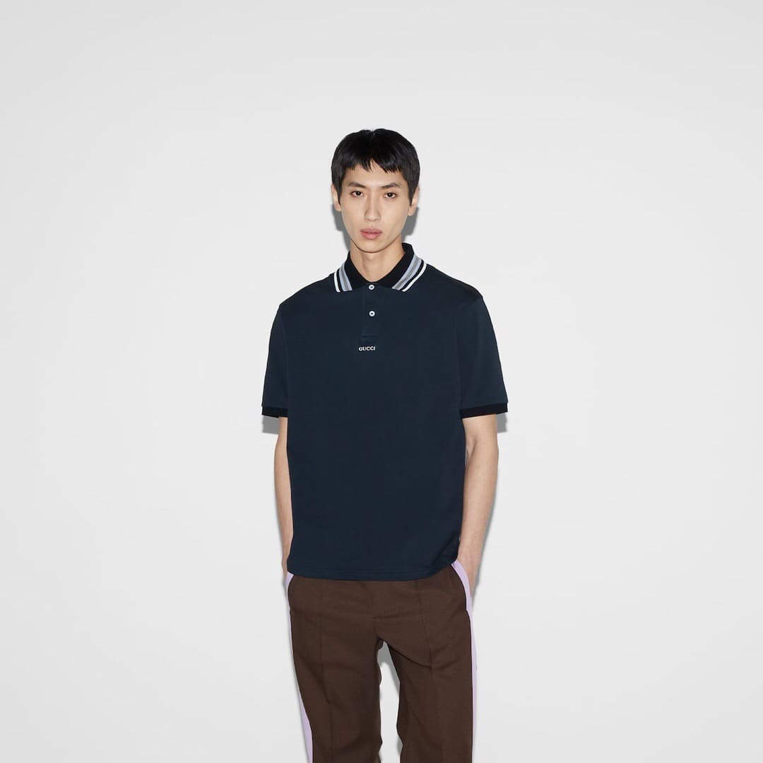 ÁO GUCCI LOGO POLO SHIRT BLUE