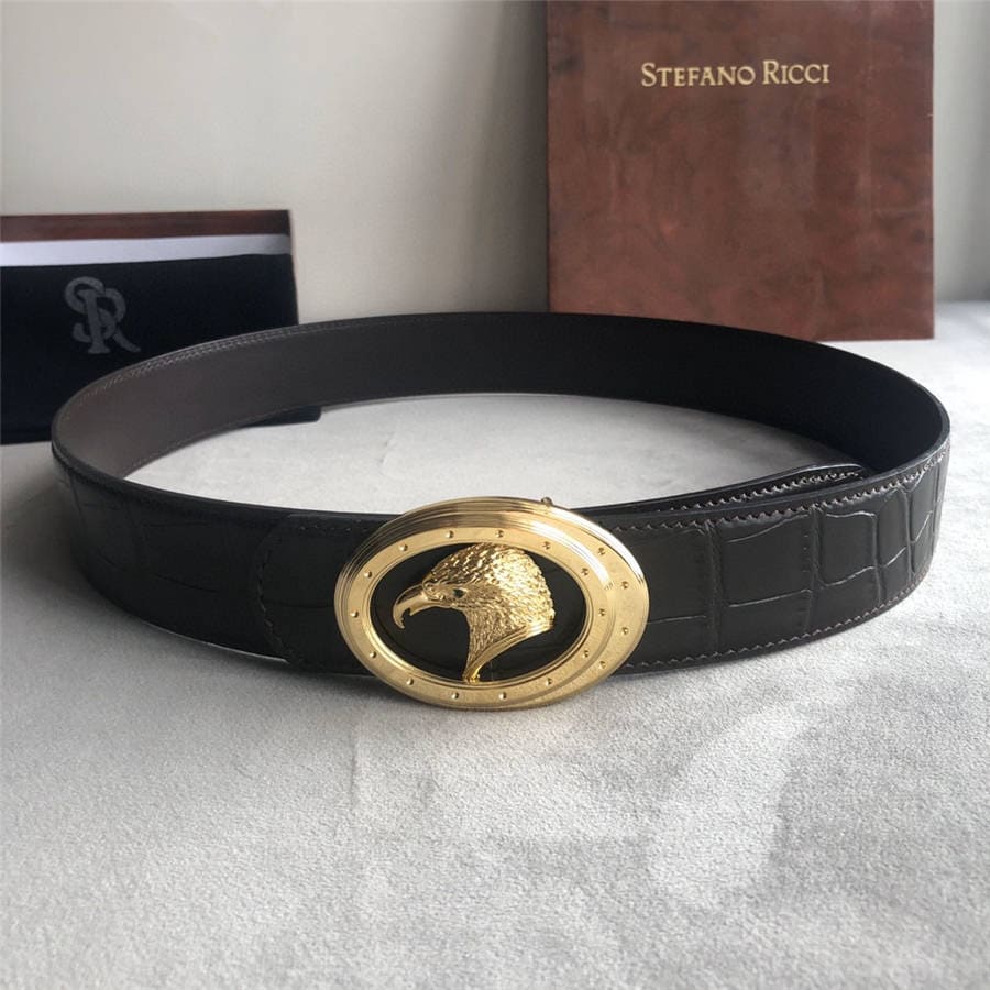 DÂY LƯNG STEFANO RICCI CROCODILE LEATHER DA CÁ SẤU Belt Khóa vàng