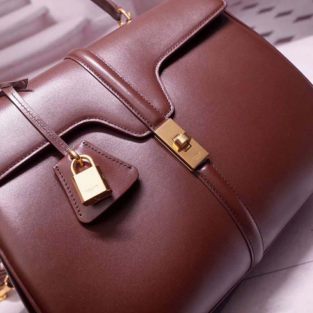 TÚI Celine Women Medium16 Bag in Satinated Calfskin-Brown