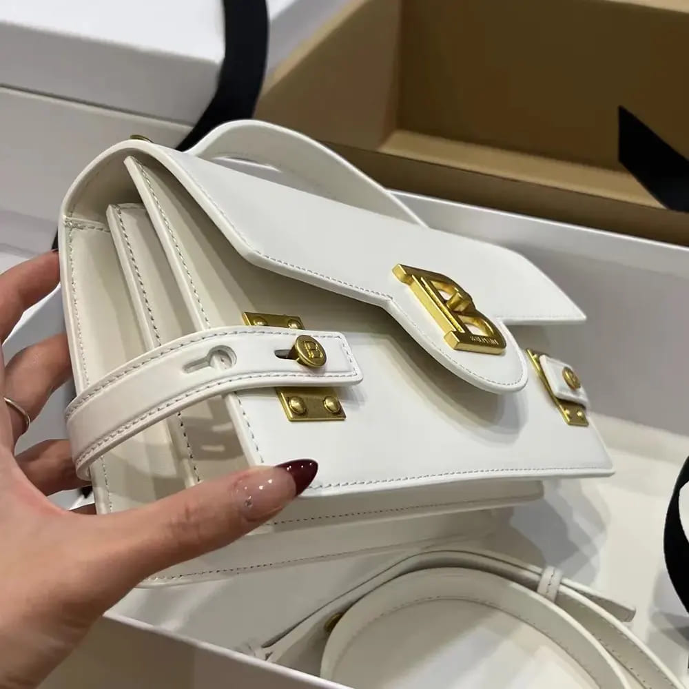 TÚI BALMAIN Women Smooth Leather B-Buzz 24 Bag-Black