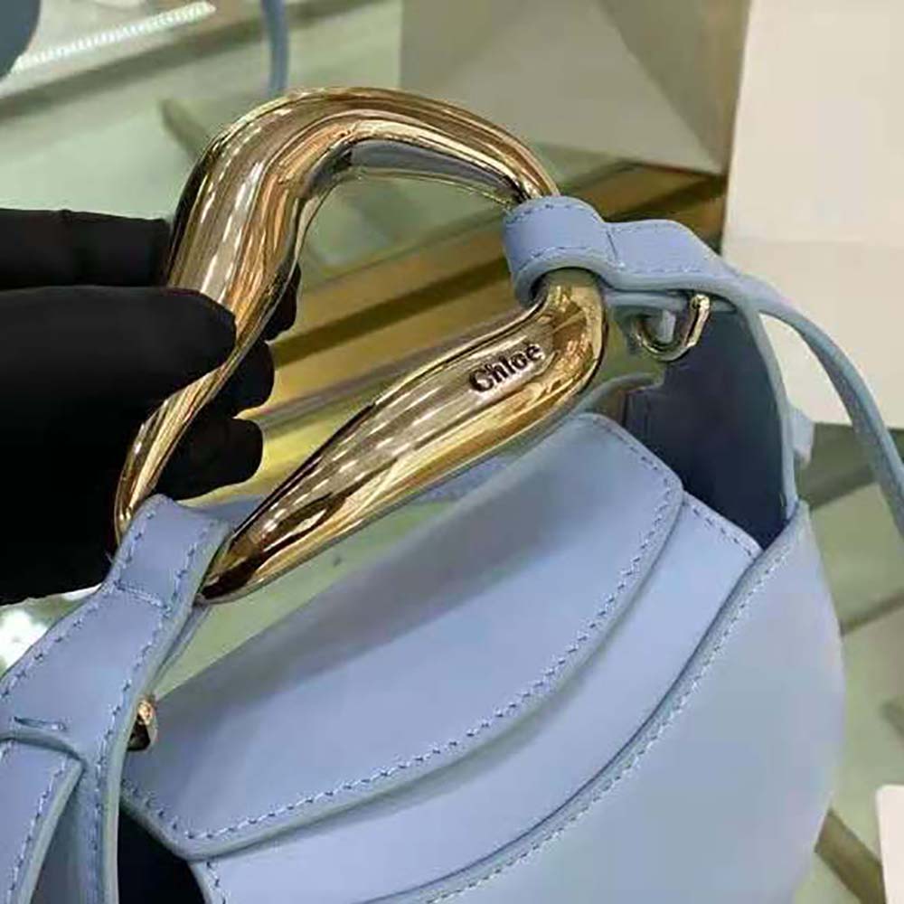 TÚI Chloe Women Kiss Small Purse in Small Grain Calfskin-Blue