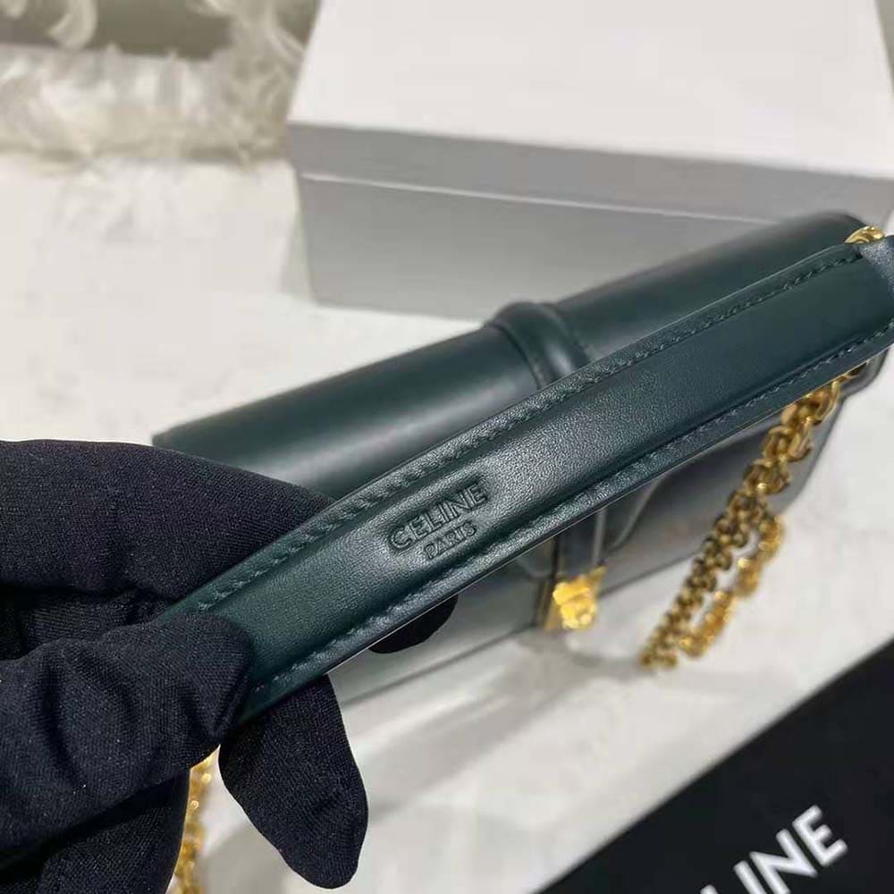 TÚI Celine Women Chain Bag 16 in Satinated Calfskin-Green