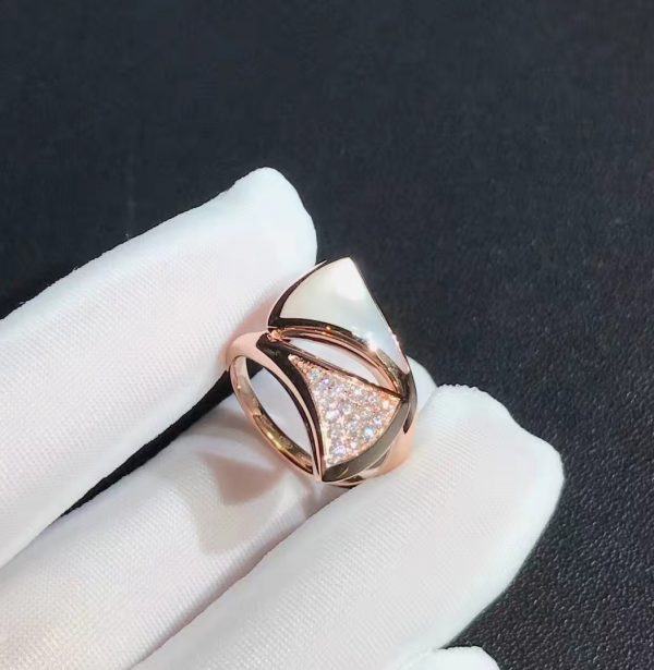 Nhẫn BVLGARI Divas' Dream Pave Diamond  xà cừ vàng hồng 18K