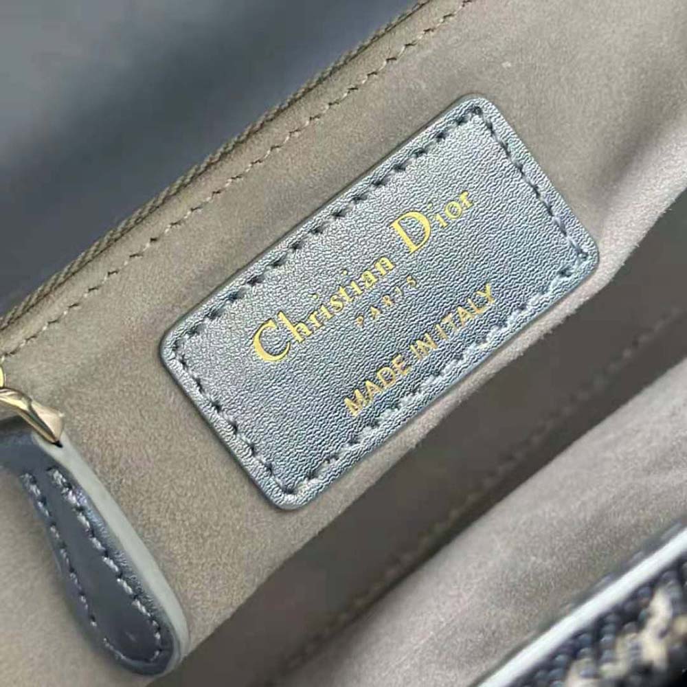 TÚI Dior Women  Small Lady Dior Bag Metallic Calfskin and Satin with Celestial Blue Bead Embroidery