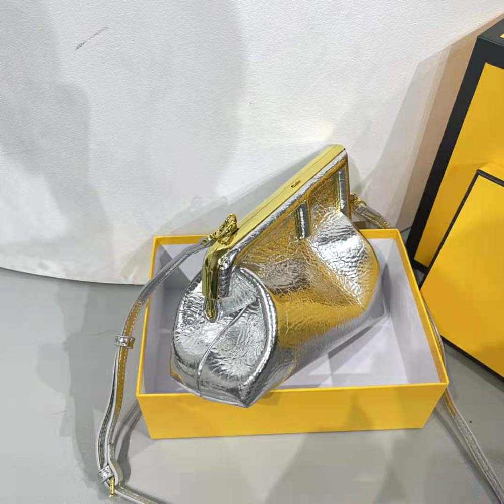 TÚI Fendi Women First Small Silver Laminated Leather Bag