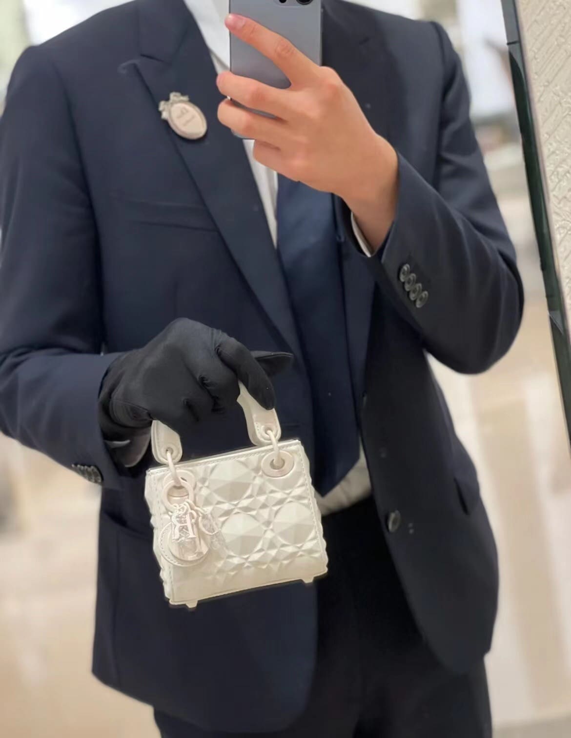 TÚI CHRISTIAN DIOR Micro Lady Dior my Abcdior Bag White Cannage Calfskin with Diamond Motif Top Quality