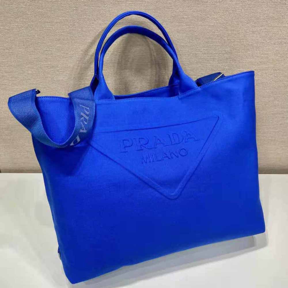 TÚI Prada Women Canvas Tote Bag with Contemporary Take on Classic Beach Designs-Navy