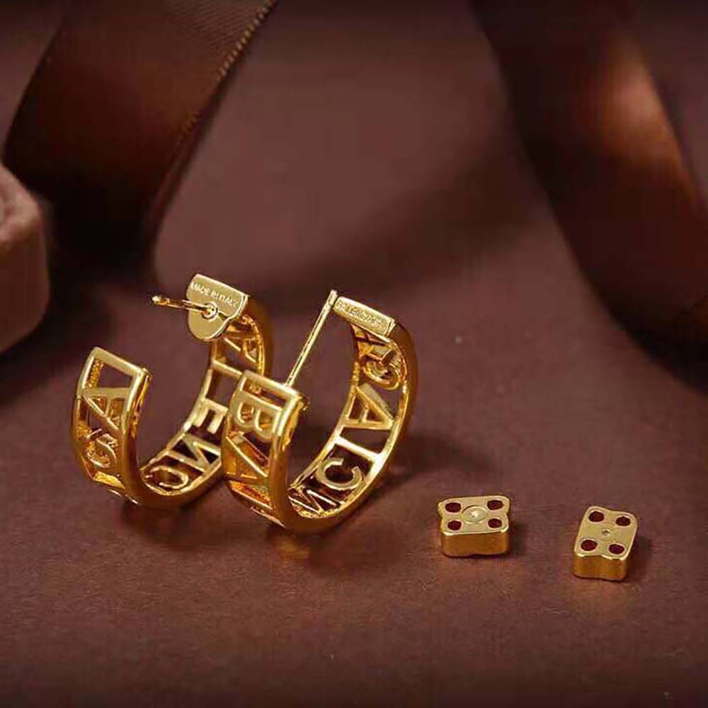 BÔNG TAI Balenciaga Women Logo Earrings in Gold Brass