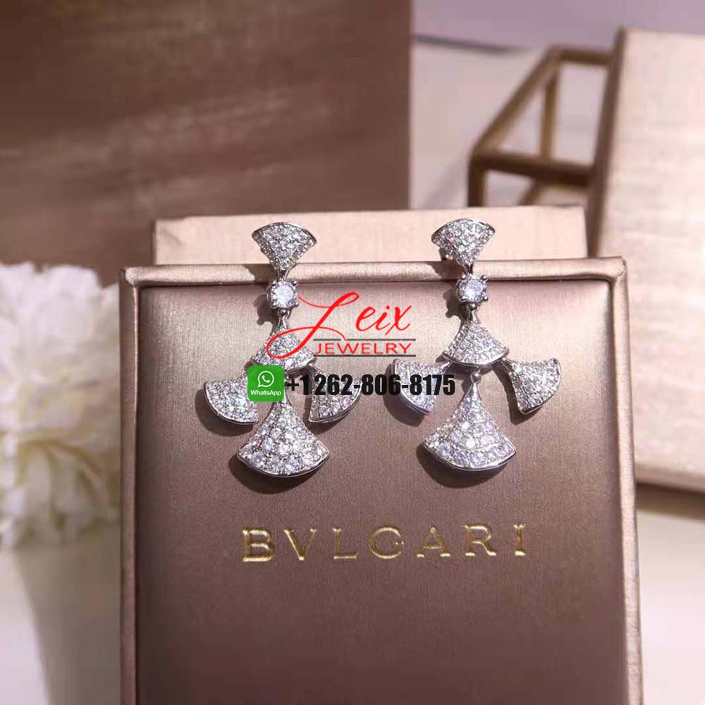 Bông tai BVLGARI DIVAS' DREAM Full Pavé Diamond vàng trắng 18K
