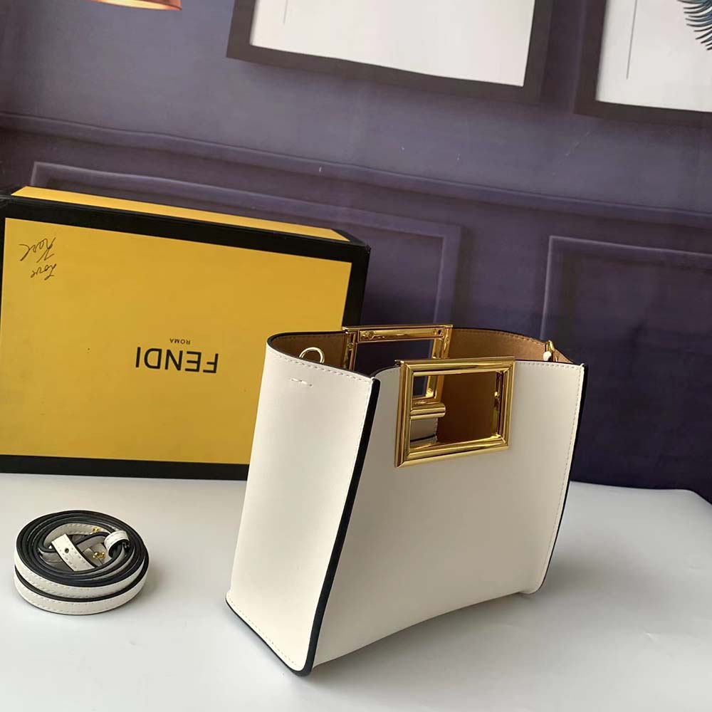 TÚI Fendi Way Medium Made of Camellia-Colored Leather Bag-White