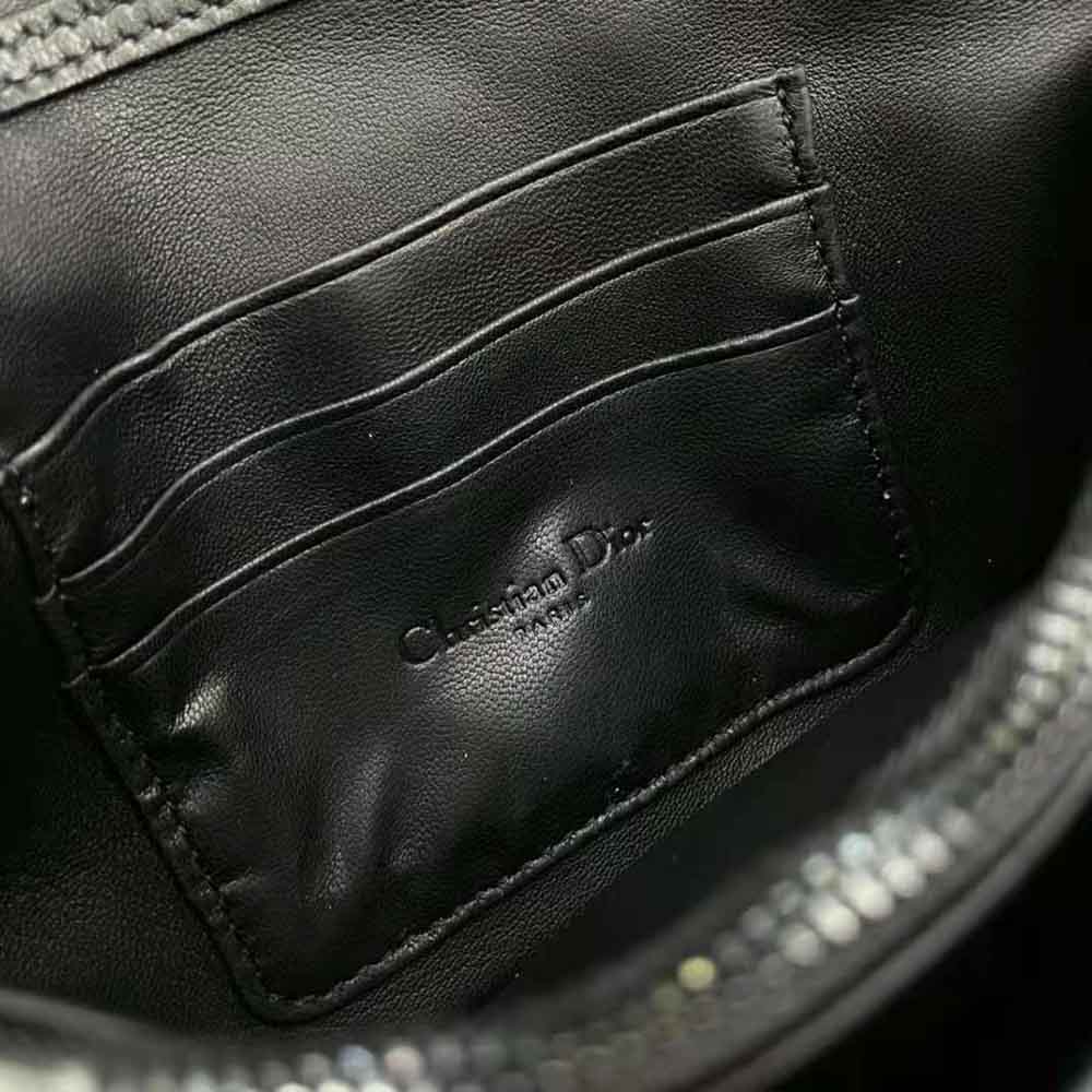 TÚI Dior Women Caro Macrocannage Pouch Black Quilted Macrocannage Calfskin