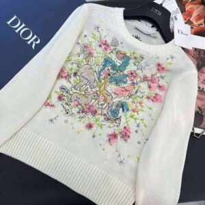 ÁO Dior Women Chez Moi Sweater Ecru Cashmere Intarsia