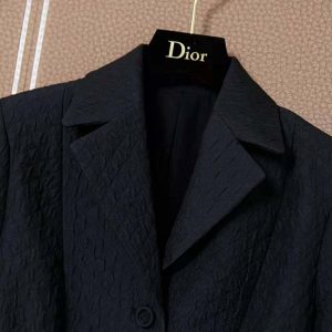 ÁO Dior Women Cloque-Effect Bar Jacket Black Matte Single-Breasted Technical Fabric