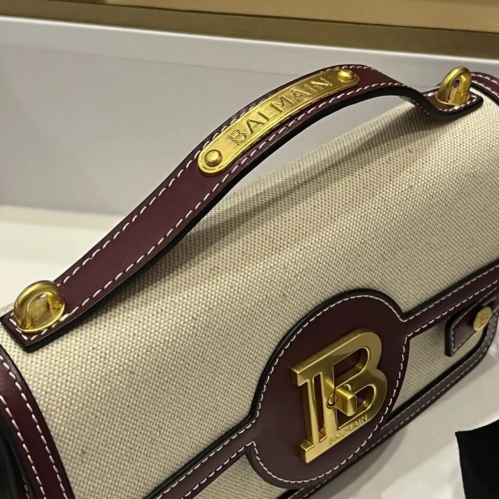 TÚI BALMAIN Women B Buzz 24 Canvas and Leather Bag