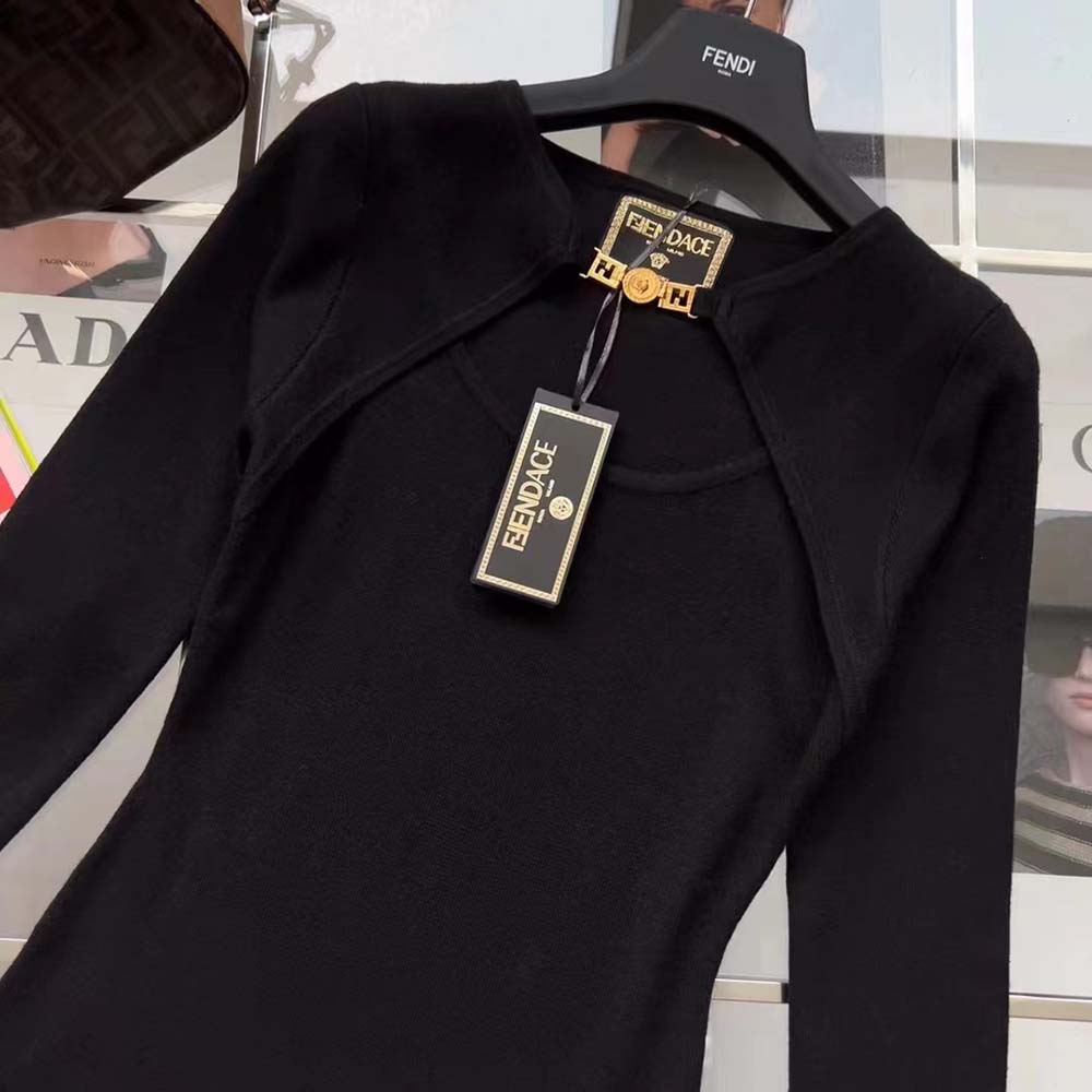 VÁY Fendi  Fendace Dress in Black Cady