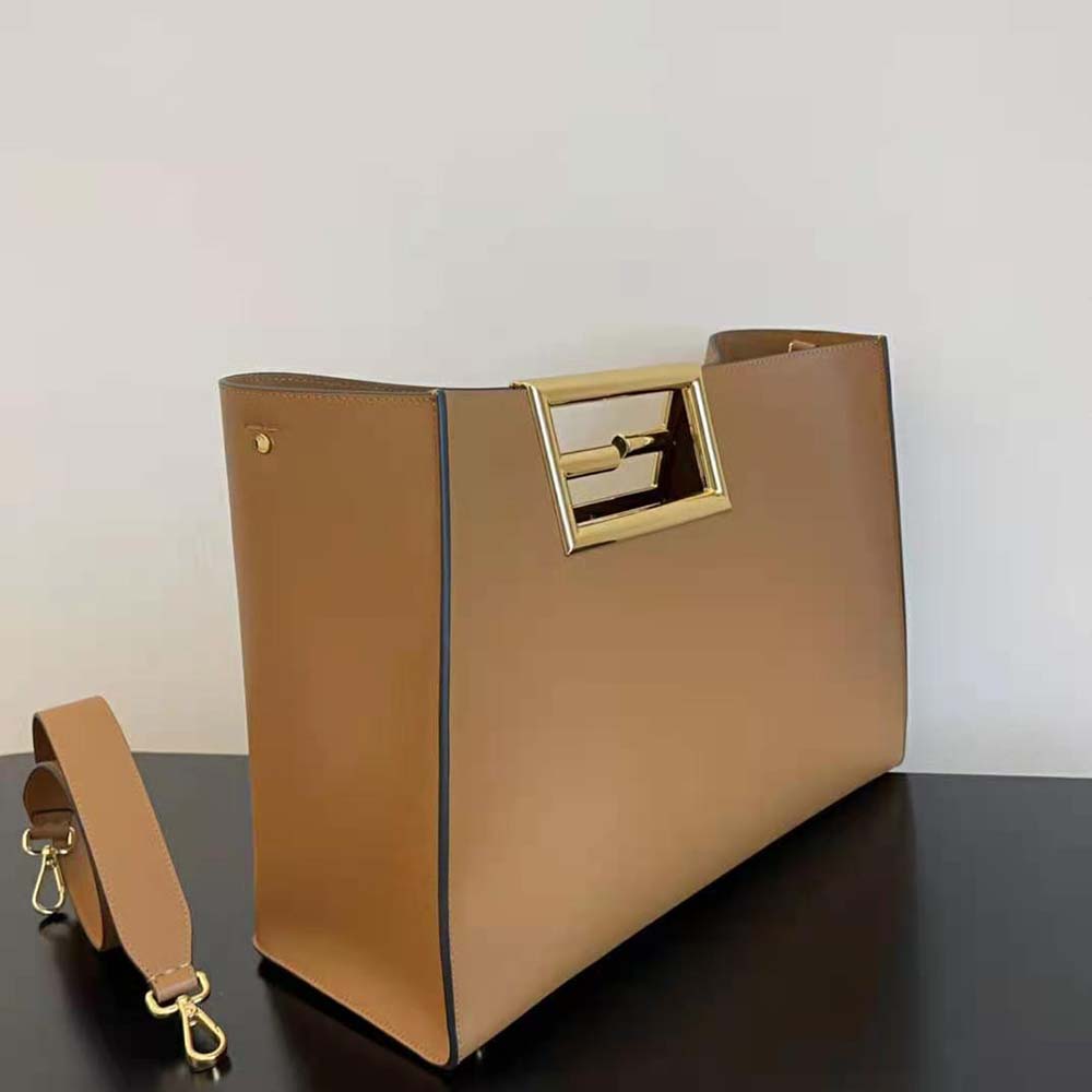 TÚI Fendi Way Medium Made of Camellia-Colored Leather Bag-Brown