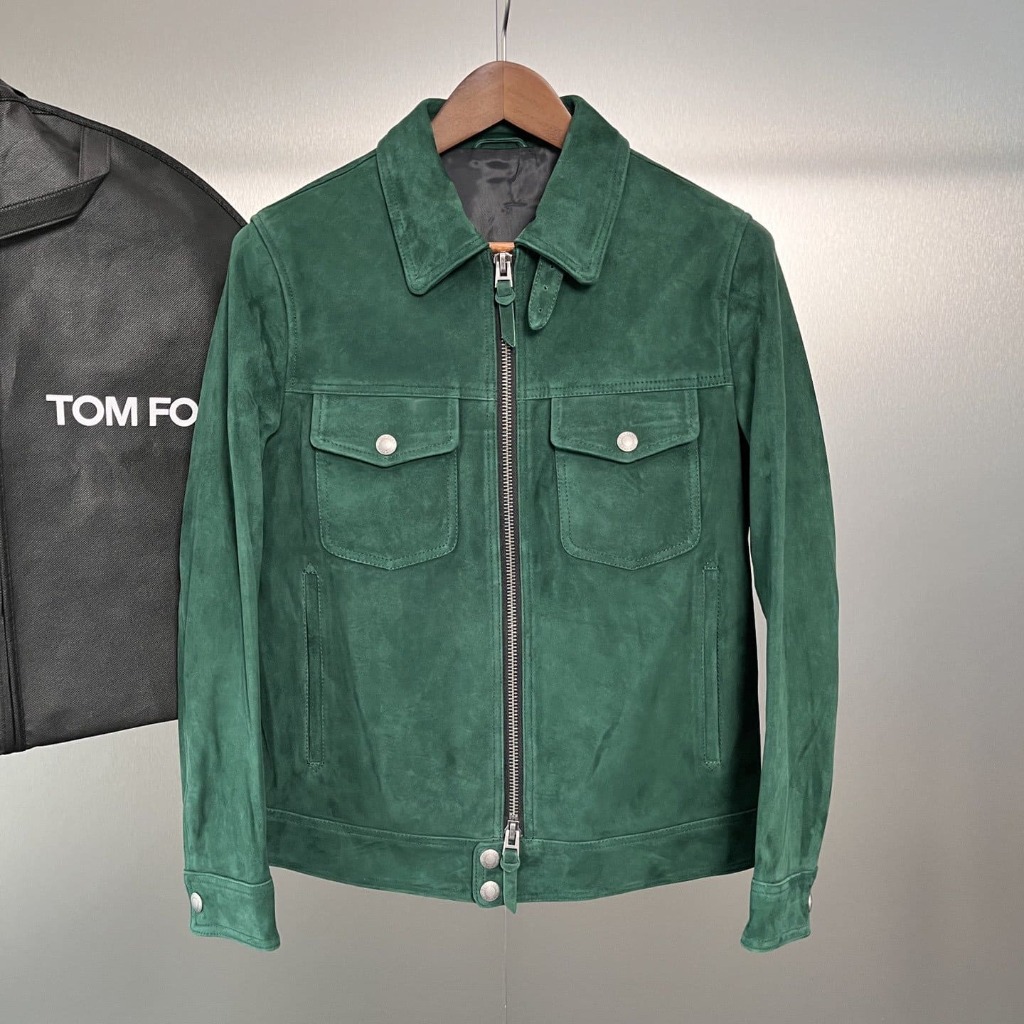 ÁO TOM FORD GREEN SUEDE LEATHER JACKET