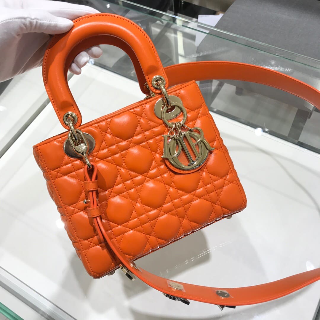 TÚI CHRISTIAN DIOR Lady Dior Bag Orange Cannage Lambskin Top Quality