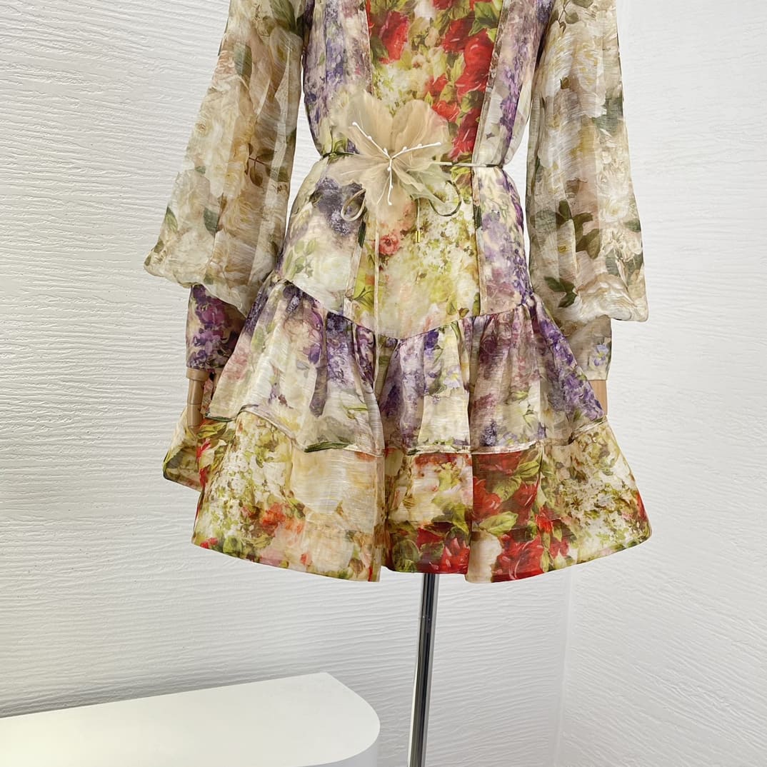 VÁY ZIMMERMANN Multi Color Floral Pirnt Vintage Mini Dress High Classy