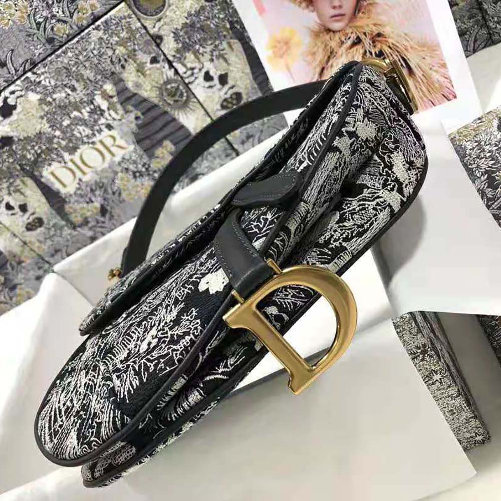 TÚI Dior Women Saddle Bag Toile DE Jouy Reverse Jacquard