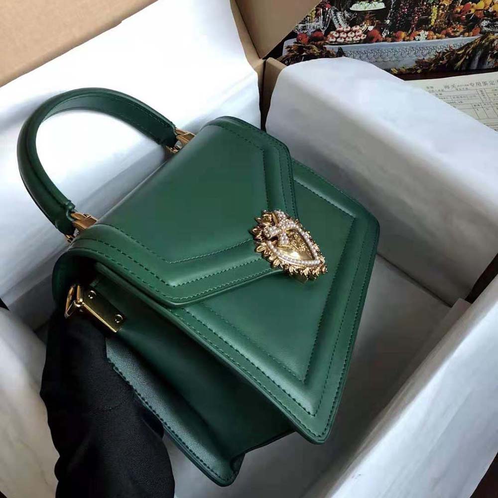TÚI Dolce Gabbana D&G Women Small Smooth Calfskin Devotion Bag-Green