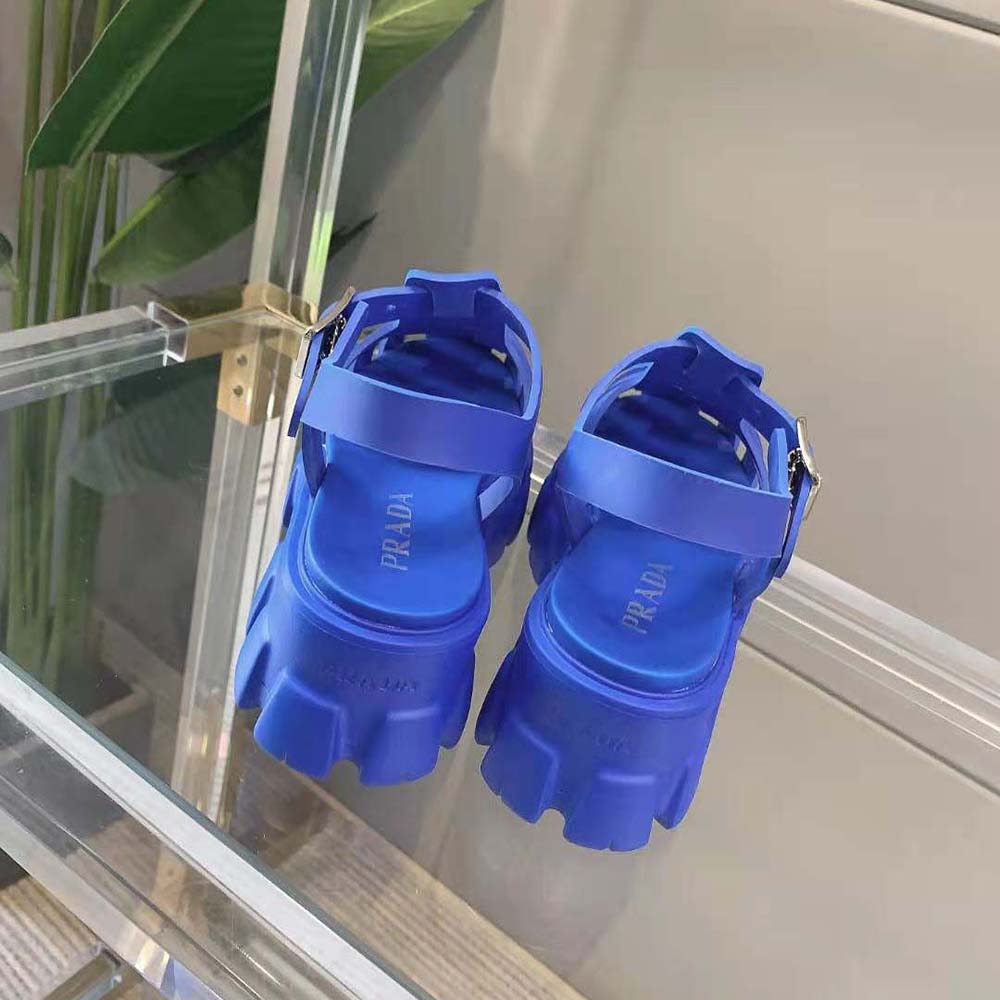 DÉP SANDAL PRADA Foam Rubber Sandals in 55 mm Heel Height-Blue