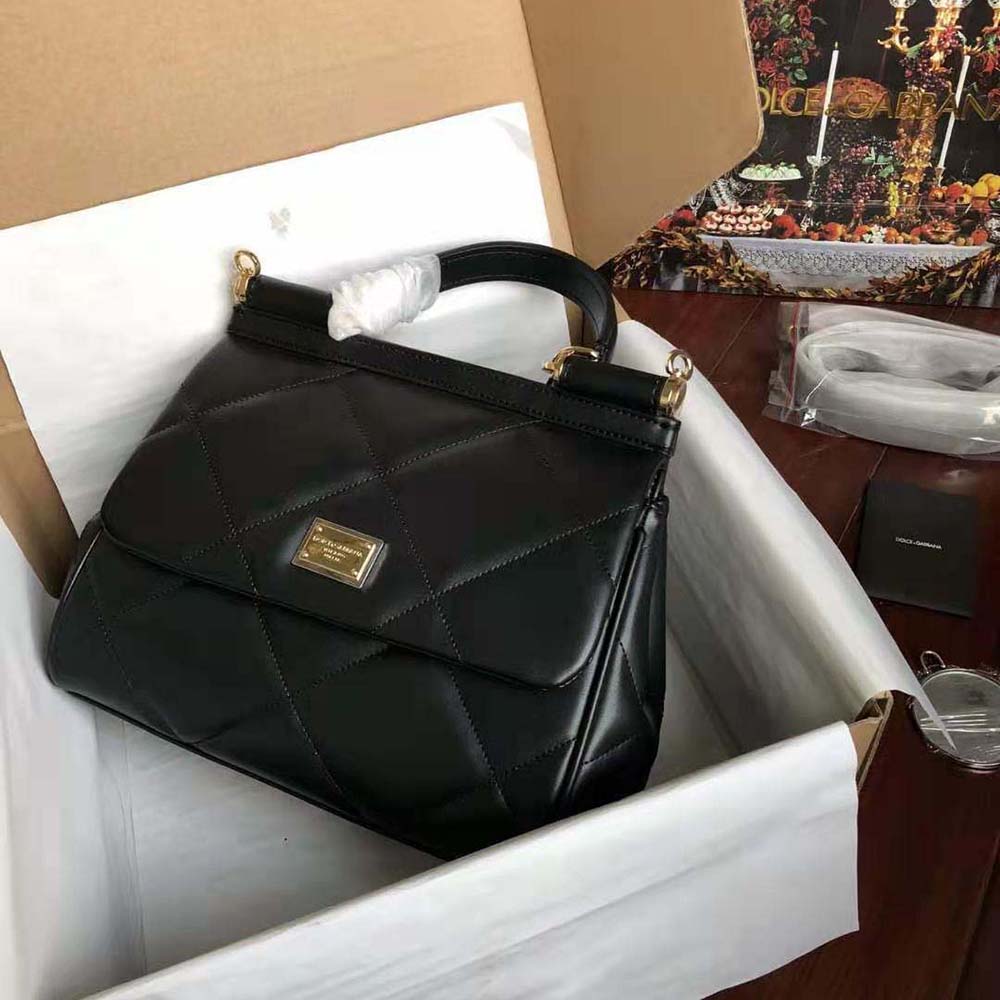 TÚI Dolce Gabbana D&G Women Medium Sicily Bag in Quilted Calfskin-Black