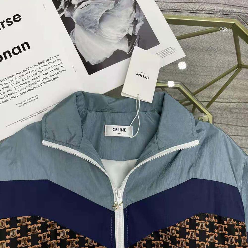 ÁO Celine Women Windbreaker with Monogram in Nylon-White